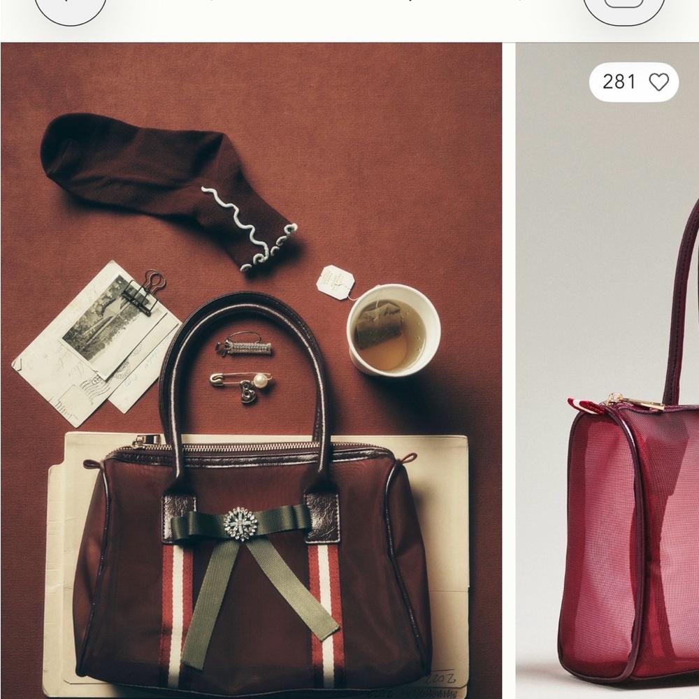 Anthropologie Maroon burgandy wine Sheer Handbag great for concerts or festivals